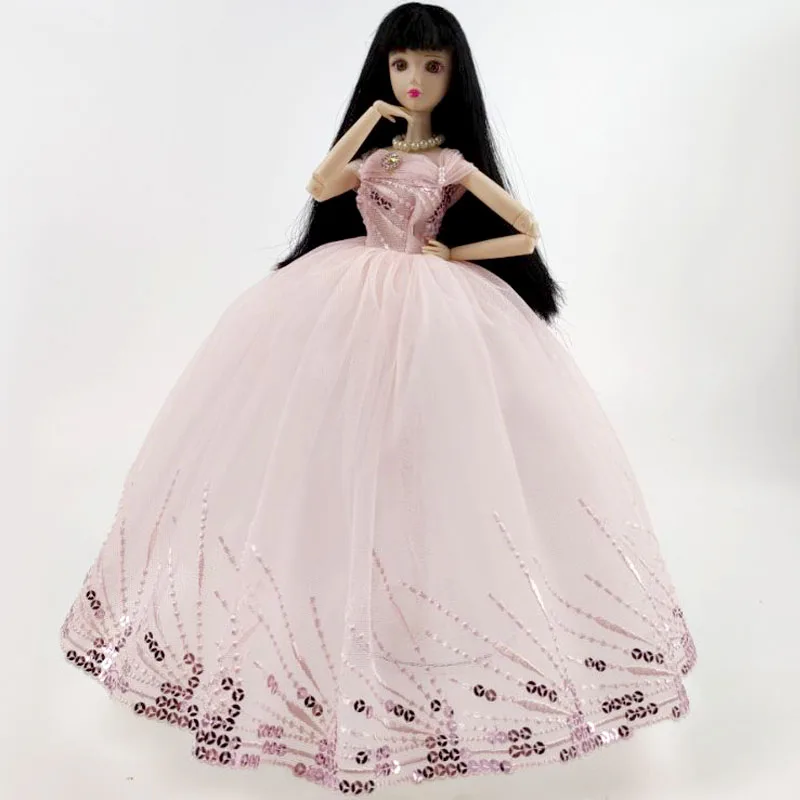 Pink Sequin Pearl Fashion Wedding Dress for Barbie Doll Clothes Big Evening  Dresses Party Gown Outfits 1/6 Doll Accessories - AliExpress 26