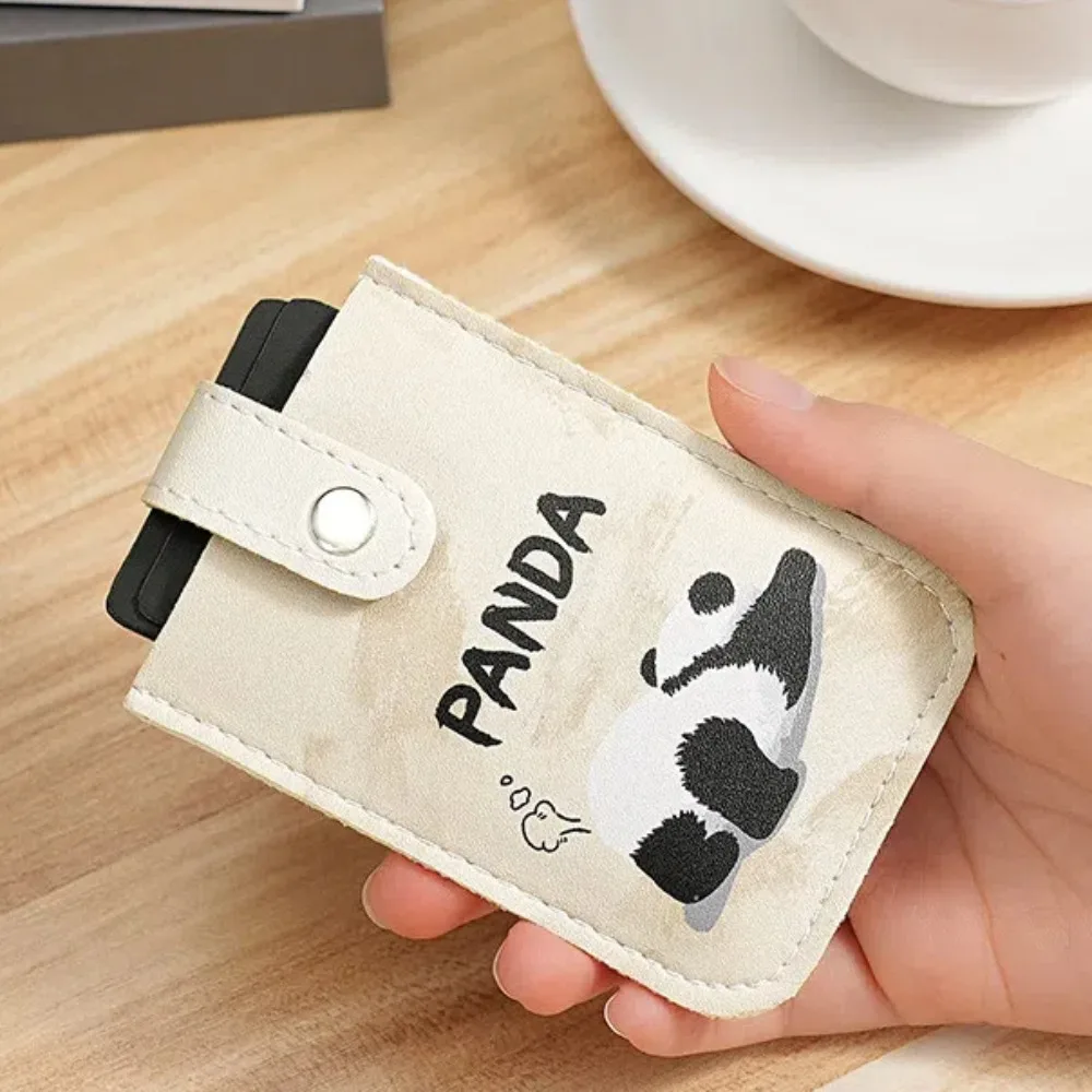 PU Leather Pull Out ID Cards Holder Waterproof Pouch Bank Credit Card Organizer Persimmon Pattern Letter Printed