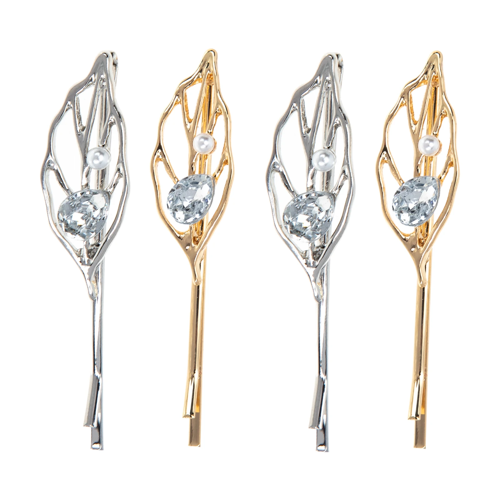 

4 Pcs Leaf Hairpin Styling Accessories Chignon Decorative Bobby Pins Clips Women Adjustable Position Versatile Hairstyle Hair
