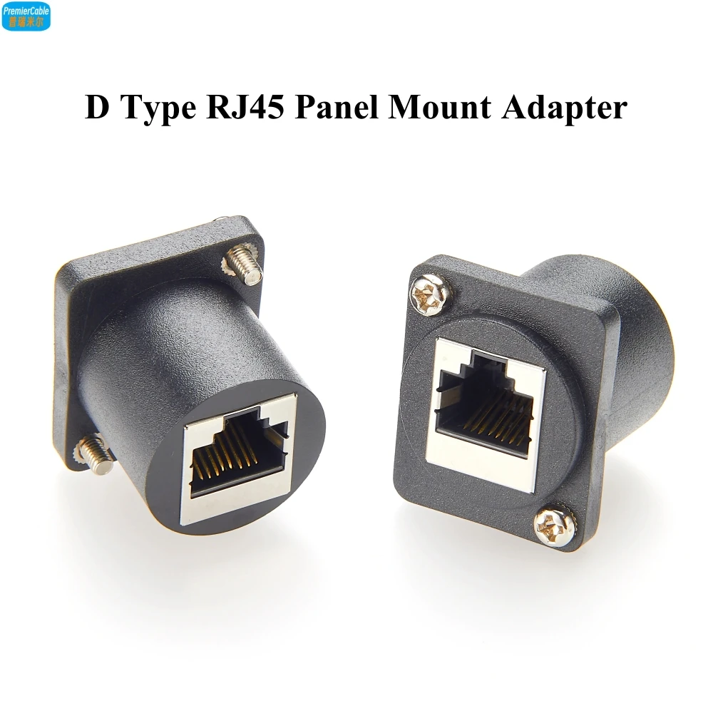 

D-Type RJ45 Cat6 Female to Female Through Socket with Install Screw RJ45 8P8C Cat6a Socket Panel Mount Internet Adapter