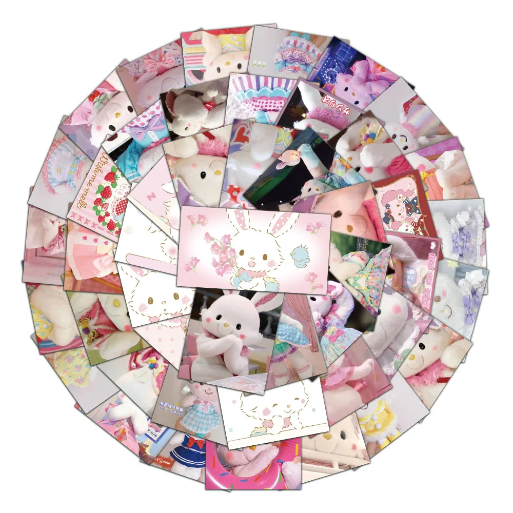 50 قطعة صورة كرتونية على شكل أرنب وردي لطيف مجموعة كبيرة من ملصقات جرافيتي أقراص متنقلة ملصقات مقاومة للماء للأمتعة