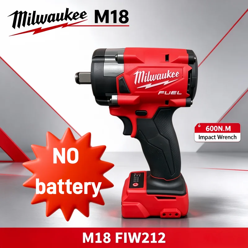 100% M18 Milwaukee 1/2' FUEL Brushless Cordless Impact Wrench 600N.m 3500RPM with 3 LED Lights Compact Torque Wrench Power Tool
