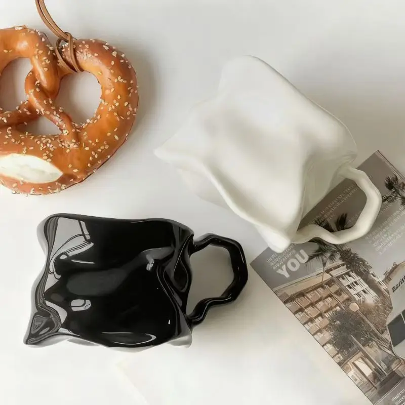 Simple personality ceramic drinking cup Office afternoon tea high-value milk coffee cup breakfast cup home decoration supplies