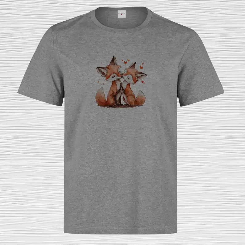 Unisex Foxes Unique Print T-shirt, T de algodão feminino, bonito