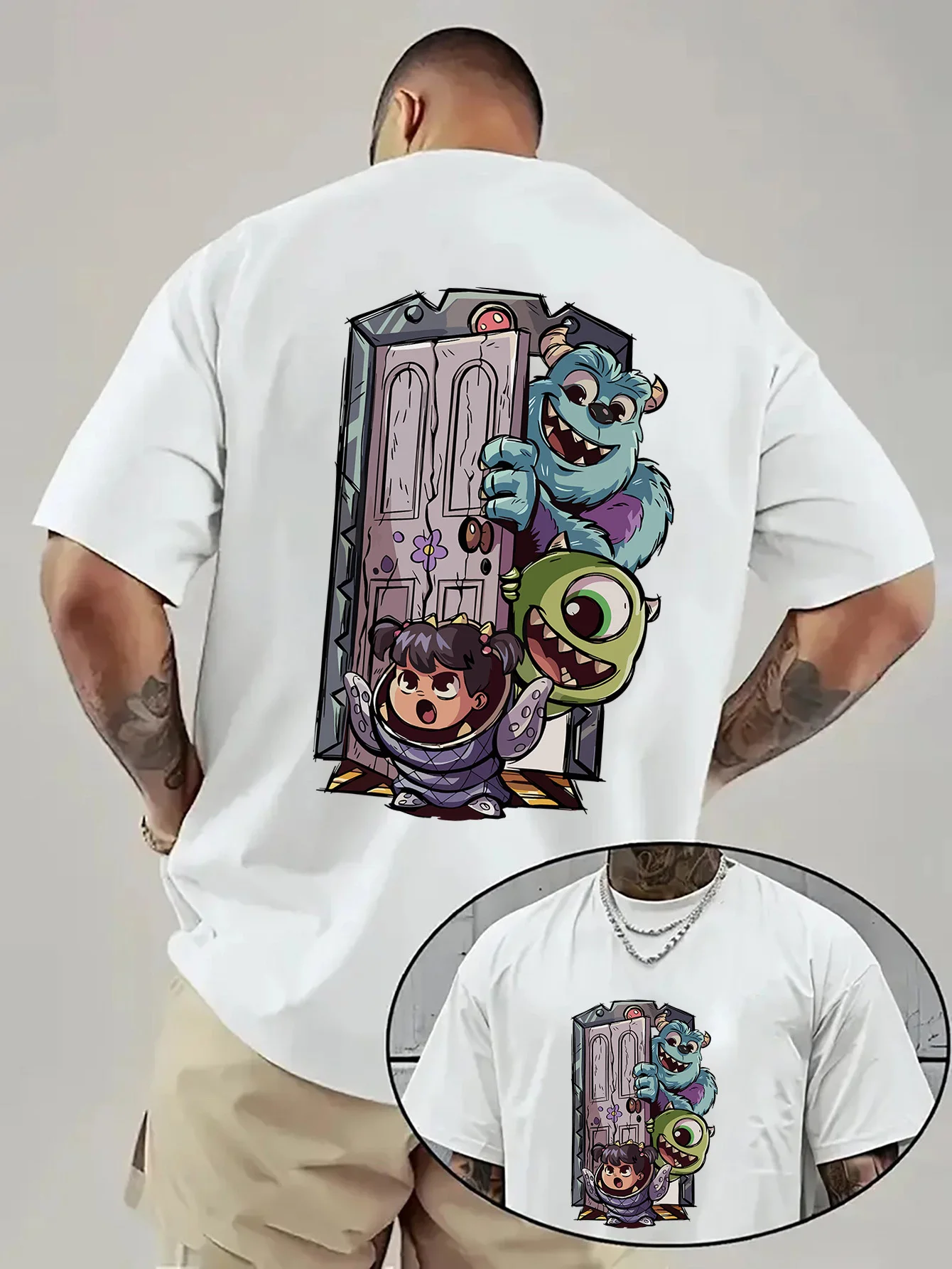 

Футболка Monsters, Inc Disney New Model, стильная одежда, одежда на все времена года, оверсайз, унисекс, хлопковая, для пар, дышащая, Y2k