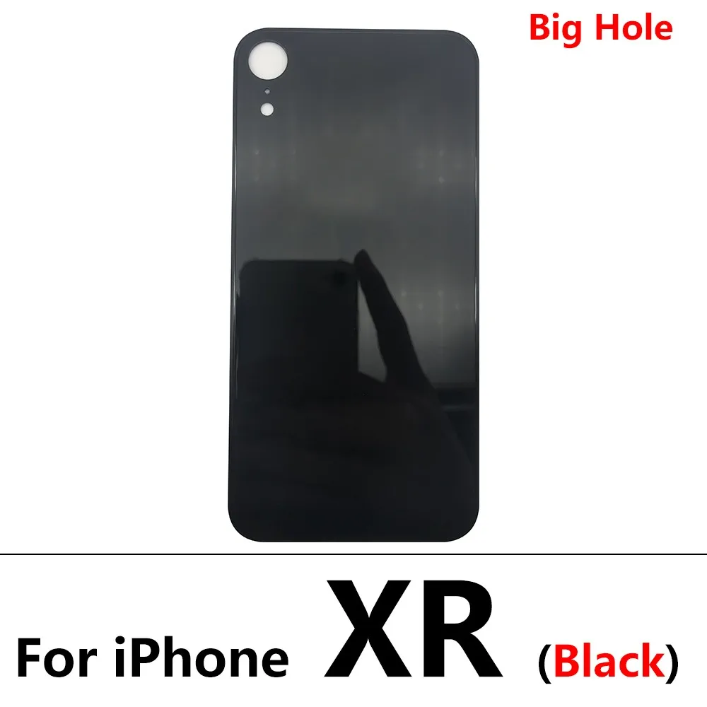 5Pcs，NEW Big Hole XR Battery Cover Rear Door Housing Case Back Cover For iPhone XR Glass Plate Battery Cover with Sticker For XR