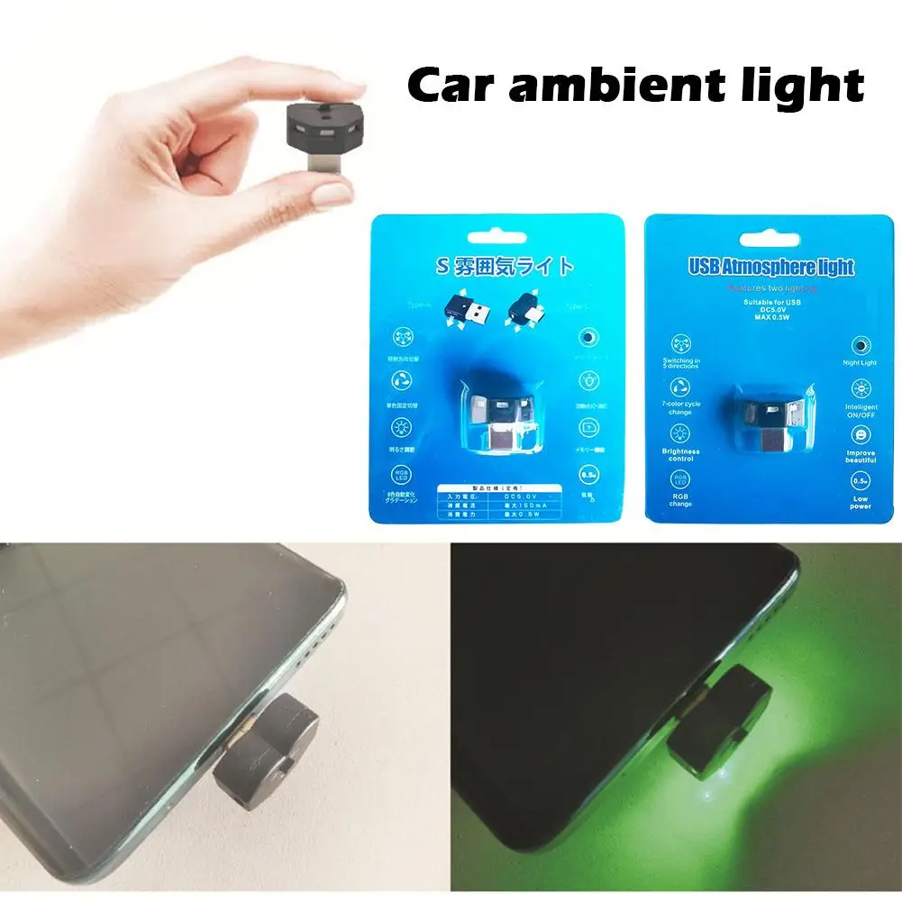 1PC Portable UsbC Type C Light With 8 Color Modes 5V 0.08W For Car Computer And Power Banks Various Devices Dropshipping U2C5