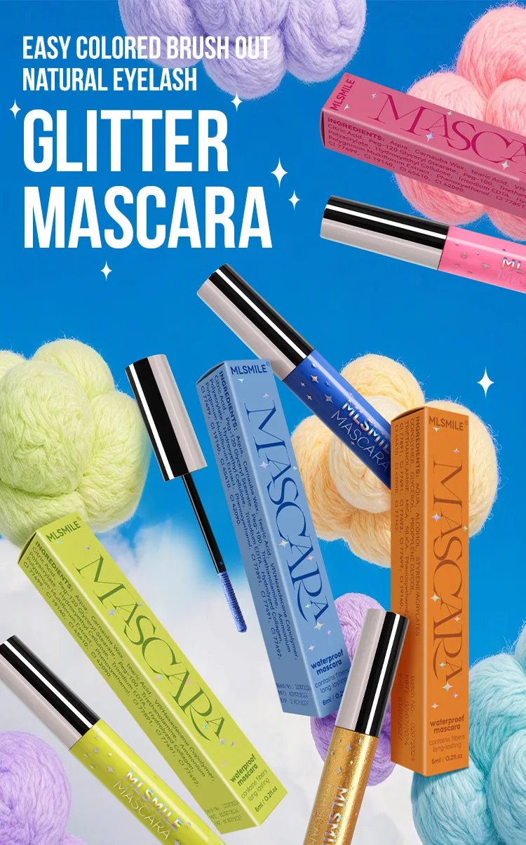 MLSMILE-Mascara coloré nacré, fin et scintillant, imperméable à l'eau, sans bavures, brosse à mascara en spirale, Noël