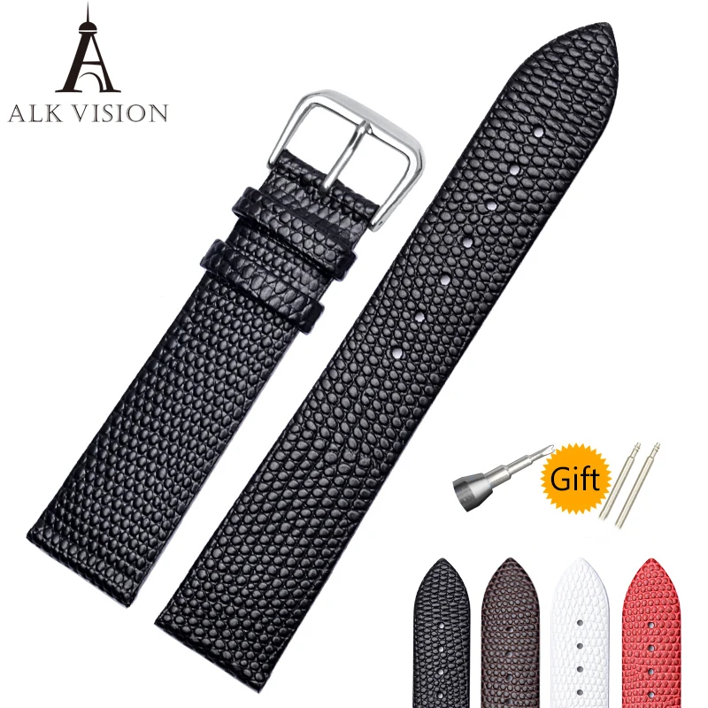 

ALK VISION Ladies Watch Band Top Luxury Leather Wristband Women Brand Watch Accessory Lizard Pattern Pin Buckle Strap For Watch