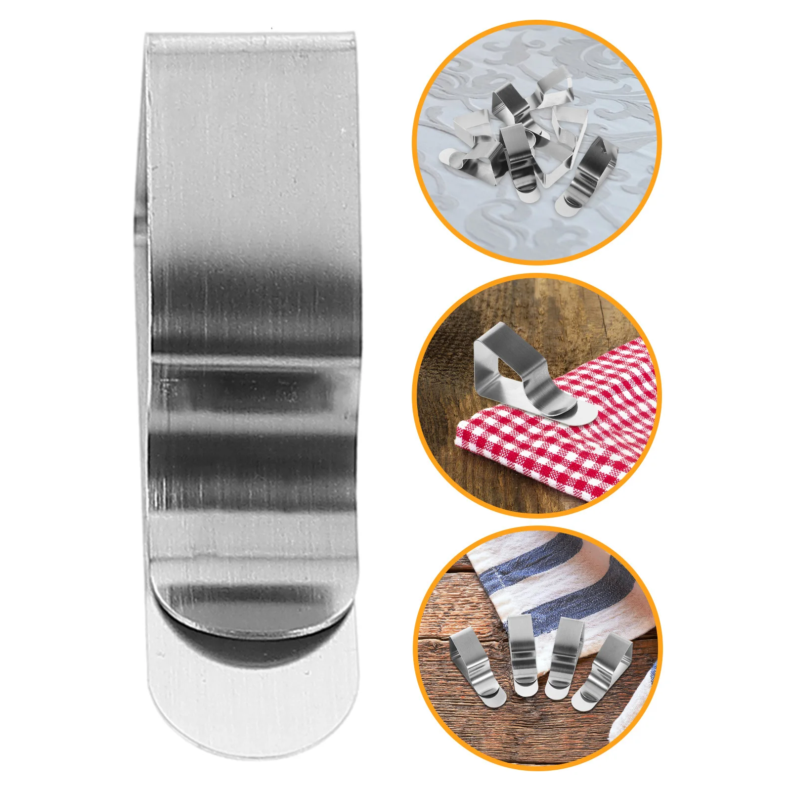 

8Pcs Heavy Duty Stainless Steel Tablecloth Clips One Piece Trapezoidal Holders for Picnic Tables Wrapping Paper Clamps