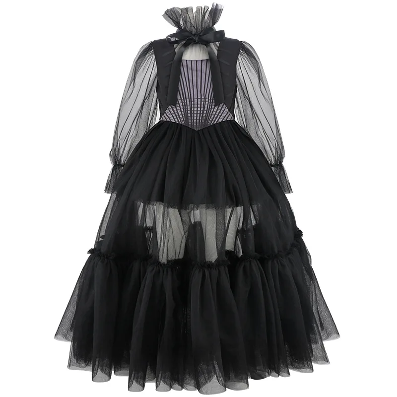 

Elegant Black Gothic Dress Festive dress for girl Wedding ball Easter Carnival Halloween Costume Girls Gown 3-12years old kid