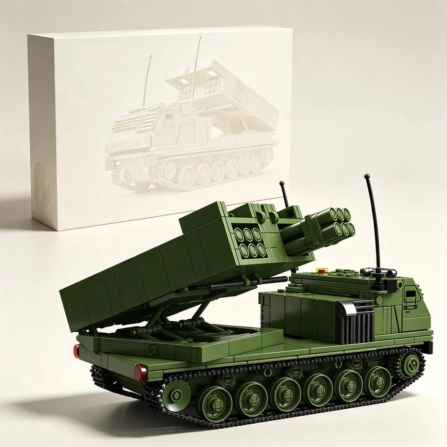 U.S. M270 Multiple Launch Rocket System Assembly Model Building Blocks; M2 Infantry Fighting Vehicle Modified MOC Toy view 3