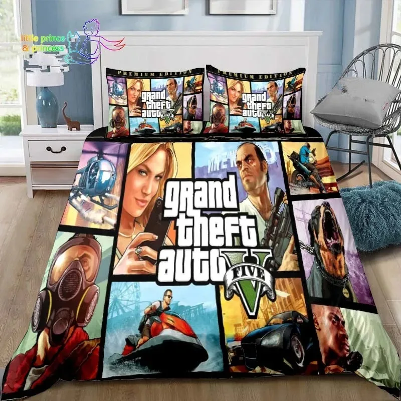 3D Print Grand Theft Auto GTA Game Gamer Bedding Set Single Twin Full Queen King Size Bed Set Aldult Kid Bedroom