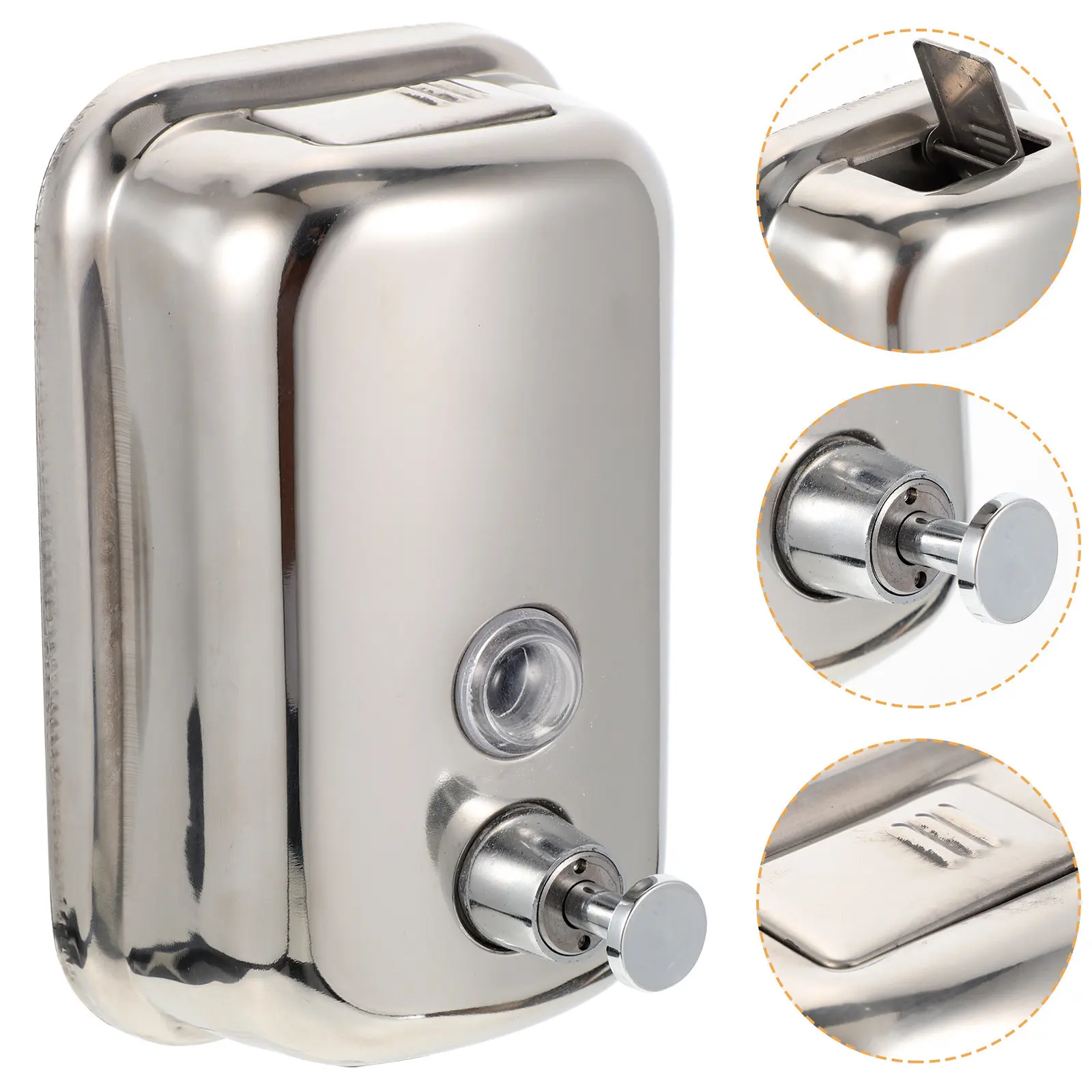 

1Set Stainless Steel Wall Mounted Soap Dispenser Heavy Duty Liquid Shampoo Lotion Dispenser for Bathroom Kitchen Hotel Hospital