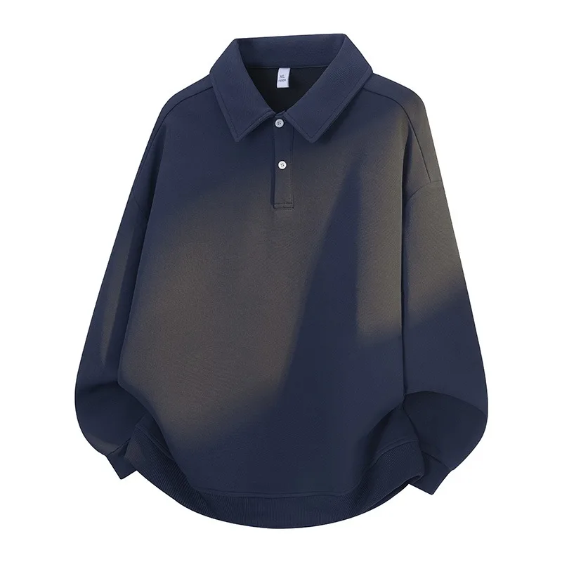 

Button Fashion Sweatshirt Men's Autumn and Winter Pullover POLO Lapel Jacket Top