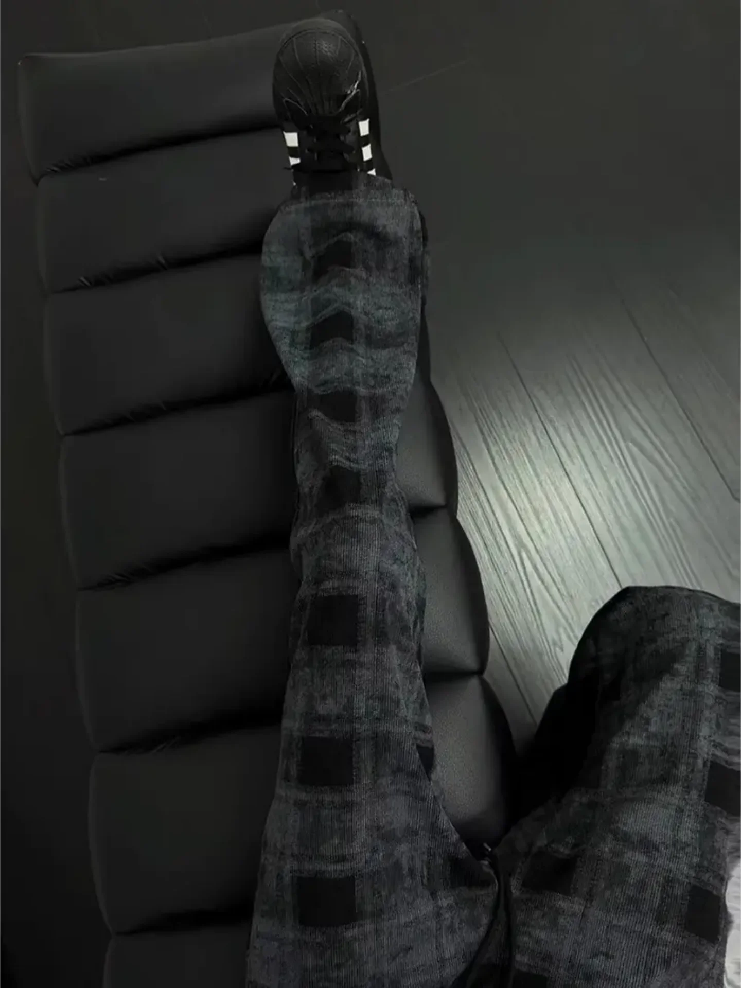 American Vintage Men's Loose Straight Leg Pants Checkered Bell Bottoms Drapey Slimming Wide Leg Trousers Casual Pants