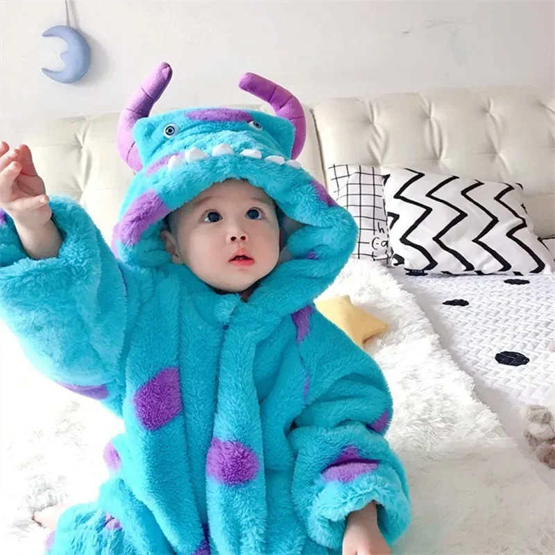 Toddler Baby Thicken Fleece Rompers Cartoon Animal Horn Hooded Jumpsuit Warm Kids Winter Outerwear Infant Playsuits Clothes