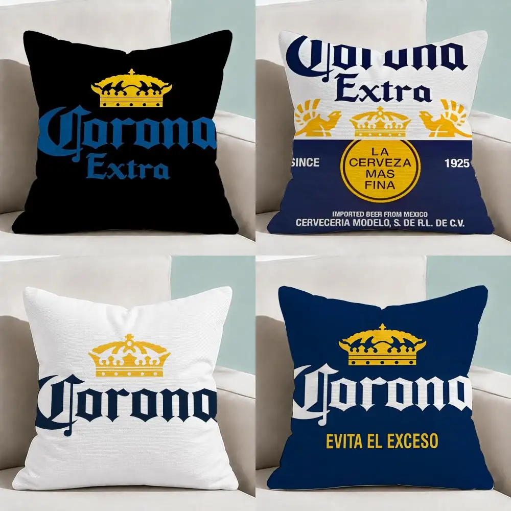 Beer C-Corona E-Extra Lager Cushion Cover  Throw Pillow Soft Short Plush Cozy Durable Colorfast For Sofa Bedroom Home Decor Gift