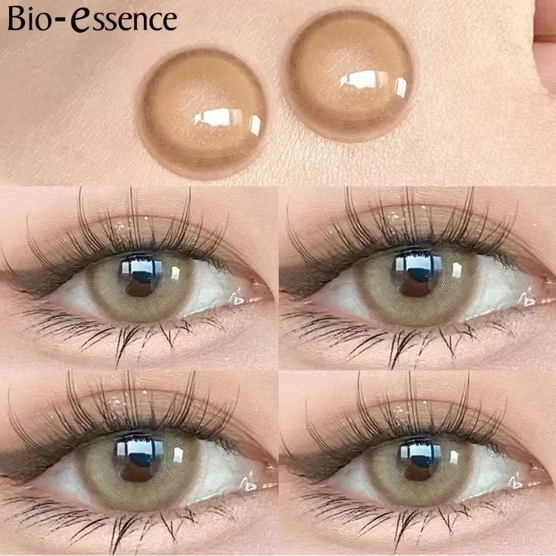 Lentes de contacto biológicas para ojos con grado, 1 par de lentes de ojos grandes, lentes marrones, lentes de perlas antiniebla, lentes coreanas, lentes naturales