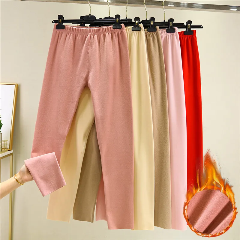 

Женские зимние утепленные термоштаны на флисовой подкладке с высокой талией, двусторонние, с бархатной внутренней отделкой, длинные, облегающие, базовый слой