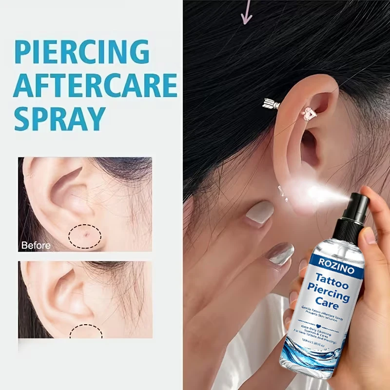 100ml Tattoo- und Piercing-Pflegelösung/Reinigungsspray, sanftes Tattoo-Pflegespray, verhindert Hautirritationen, reinigt sanft, beruhigt und pflegt neue Tattoos und Piercing-Bereiche, erfrischt alte Tattoos sofort mit nur einem Sprühstoß, tägliche Reinigung von Ohrpiercings, verhindert Gerüche von Ohrpiercings und verbessert die Schönheit des Piercings. – Detail 3