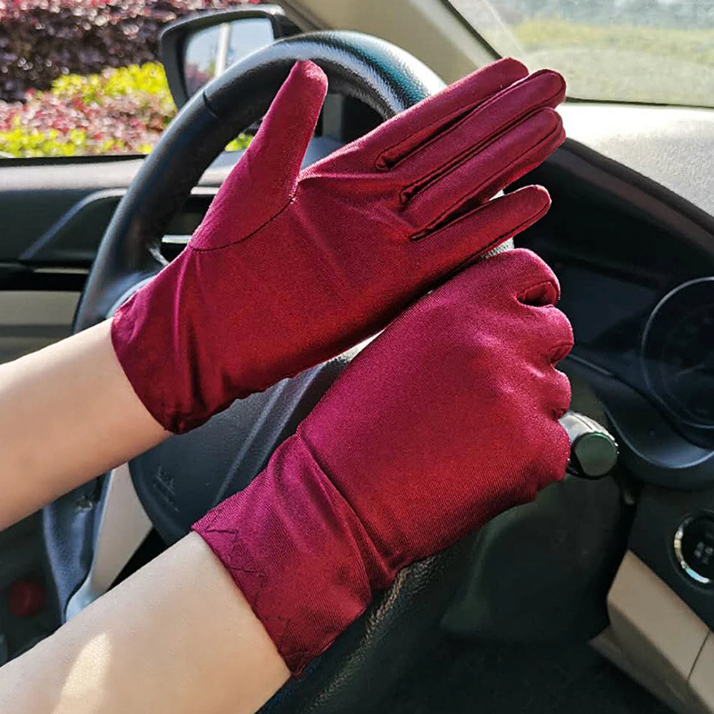 Dance Cycling Thin Summer Pure Color Elastic Anti-UV Sun Protection Driving Gloves Etiquette Gloves