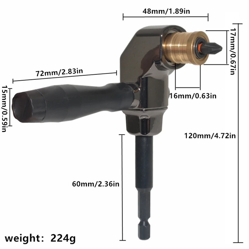 Adaptador de soporte de enchufe de controlador de ángulo recto, cabezal de lote de repuesto, dispositivo de esquina, brocas de destornillador de taladro eléctrico, fácil de usar