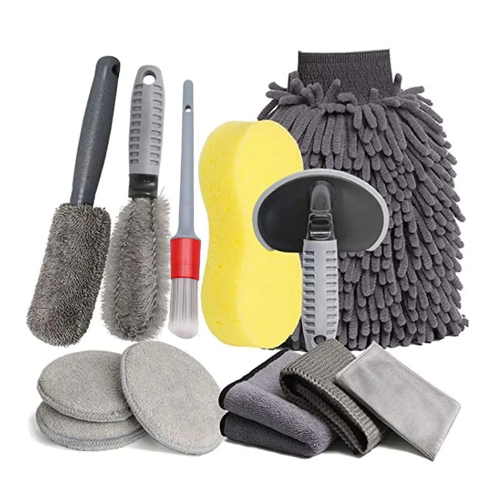 12Pcs Car Cleaning Tools Wheel Brush Car Towel Detailing Brush Car Wash Gloves Car Wash Sponge