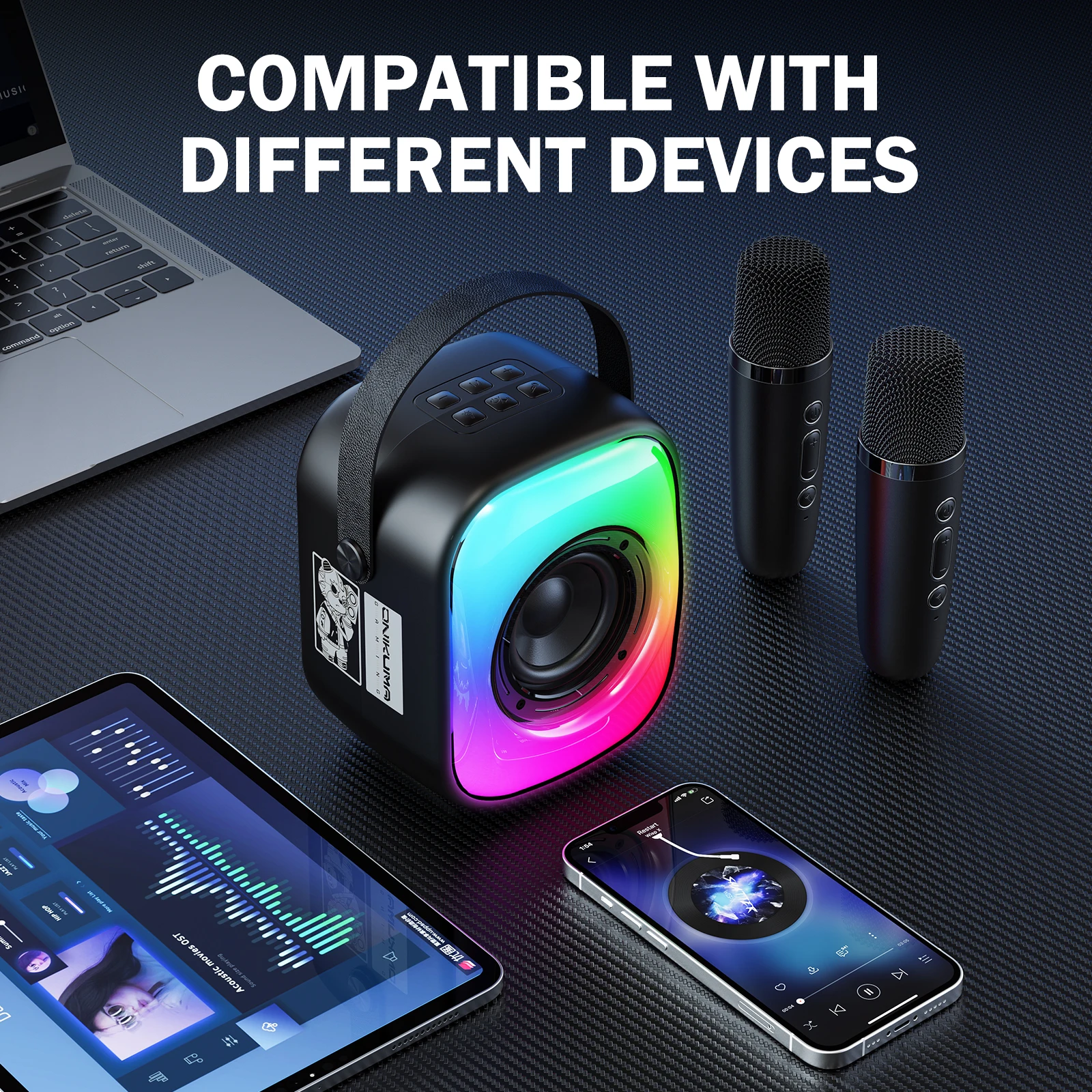 ONIKUMA L7 Wireless Dual Microphone Karaoke Machine RGB luci a LED colorate KTV Stereo Surround Karaoke Set per la festa in casa