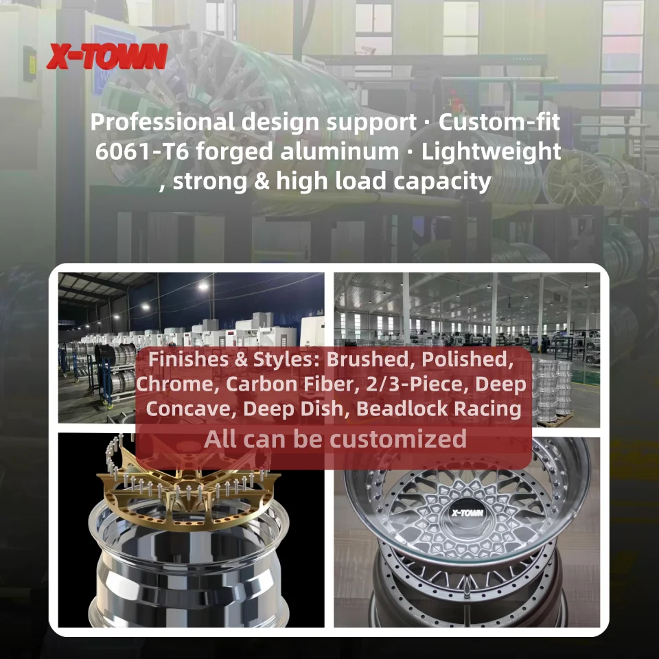 حافة عجلات مقعرة مخصصة 17-22 بوصة 5x108-5x120 لمسة نهائية من سبائك الألومنيوم الذهبية المزورة #5