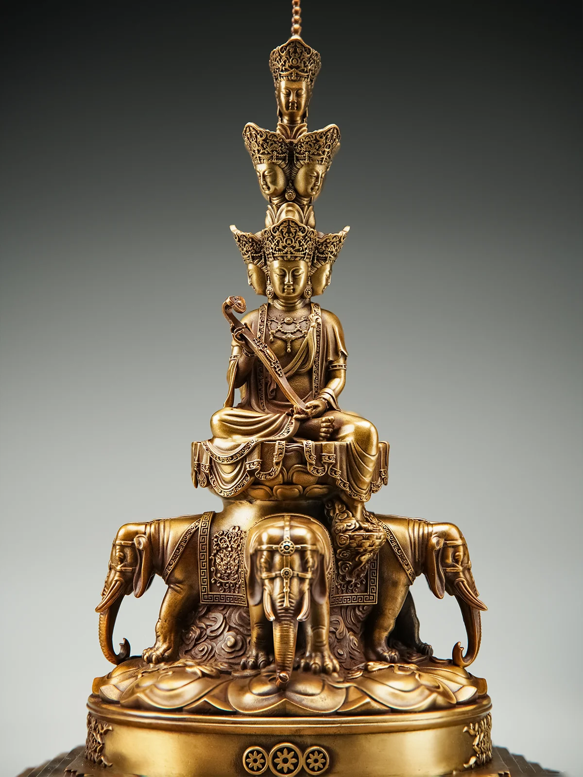 Bronze Seiko Emei Mountain Jinding Full Body Statue of Shifang Puxian Bodhisattva Ornaments image 2
