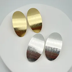 Exaggerated Large Size Geometric Oval Brushed Metal Studs Earrings For Women Party Fashion Jewelry Ear Accessories CE069
