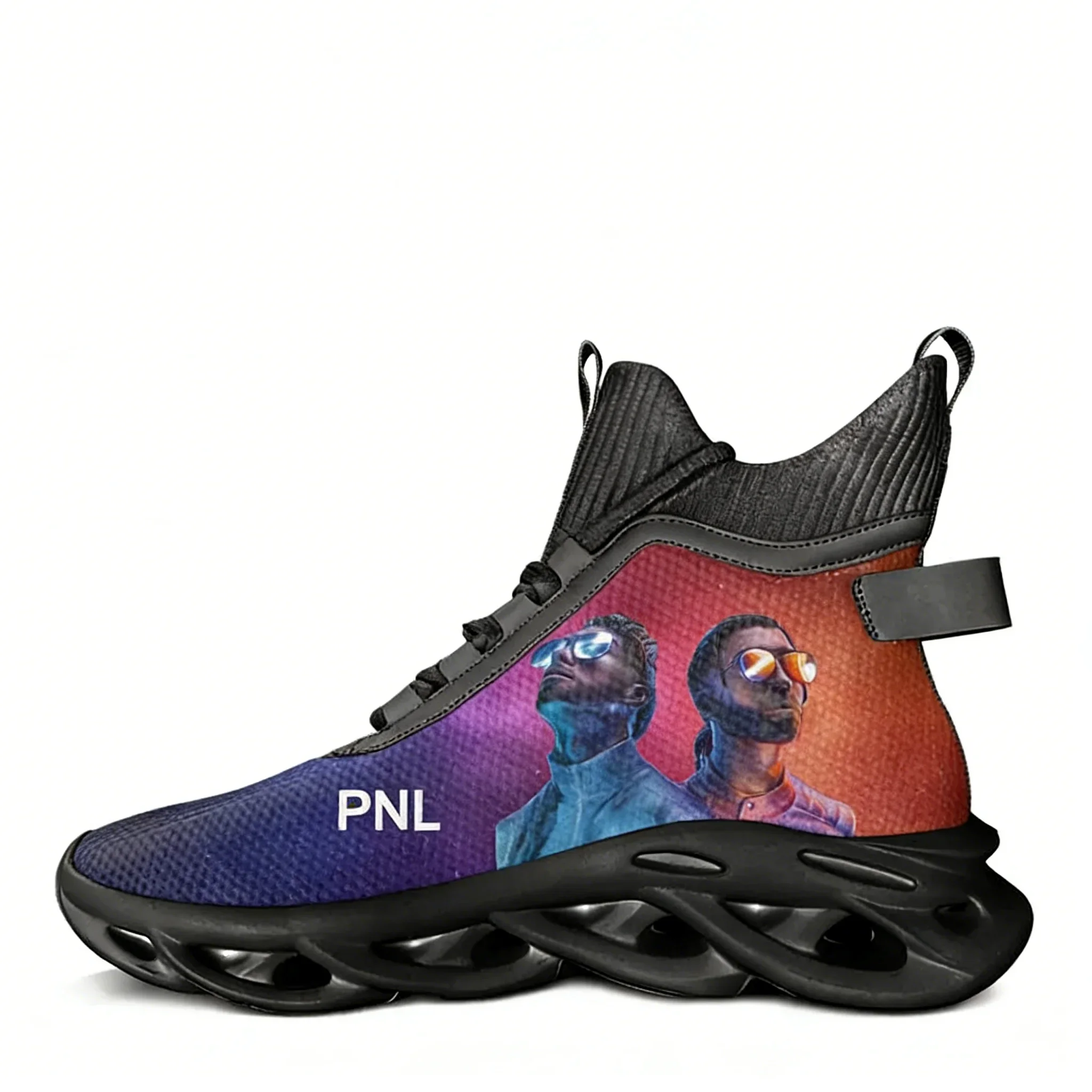 

Le Monde Chico High Top Running Shoes PNL Album French Rapper Mens Womens Casual Sneaker Mesh Footwear Custom Elastic Shoe Black