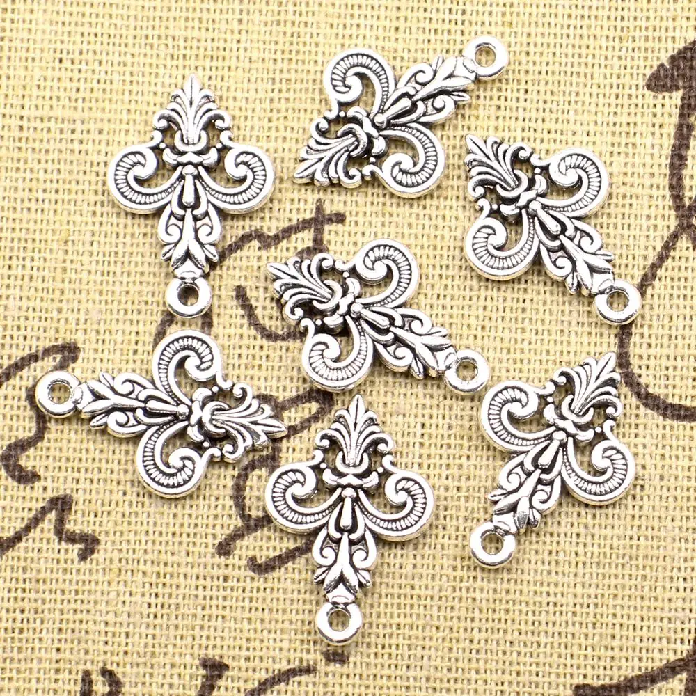 10pcs 23x16mm Flowers Charms Pendants For Jewelry Make Accessories Party Jewelry Antique Silver Color