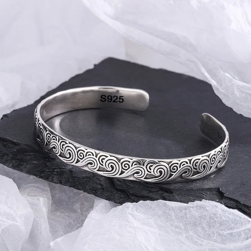 

925 Sterling Silver Bracelets for Women Men String Accessories Trend Vintage Dots Pendant Party Jewelry Gift