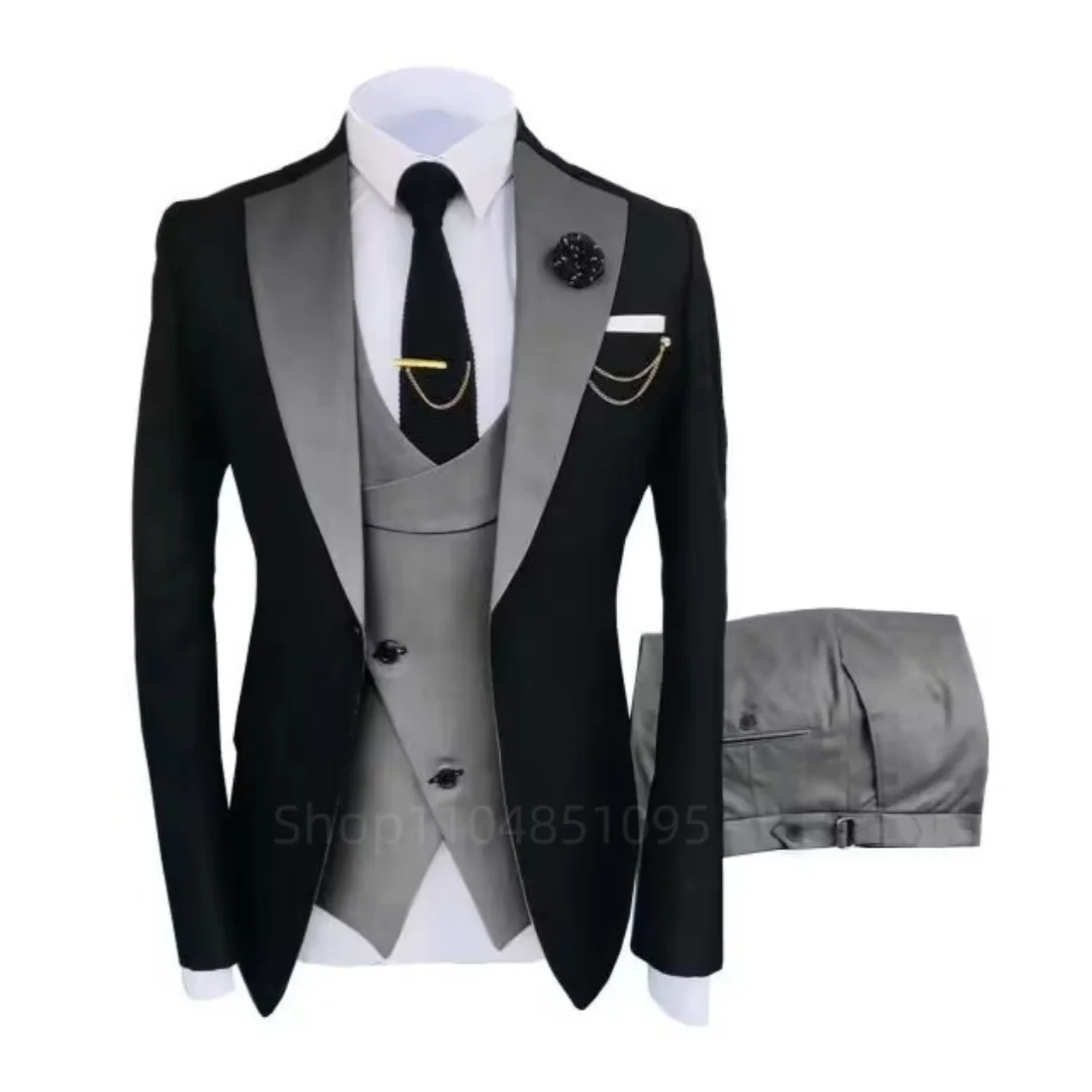 

3 Pieces New Costume Slim Fit Men Suits Formal Business Suits Groom Tuxedos for Wedding Party Prom Suits Jacket Pant Vest