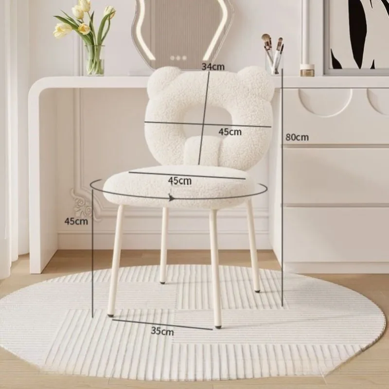 %j forBear-Shaped Sherpa Swivel Chair - 360° Rotatable Leisure Dining Chair, Cute Girlish Chair for Home Study & Bedroom*