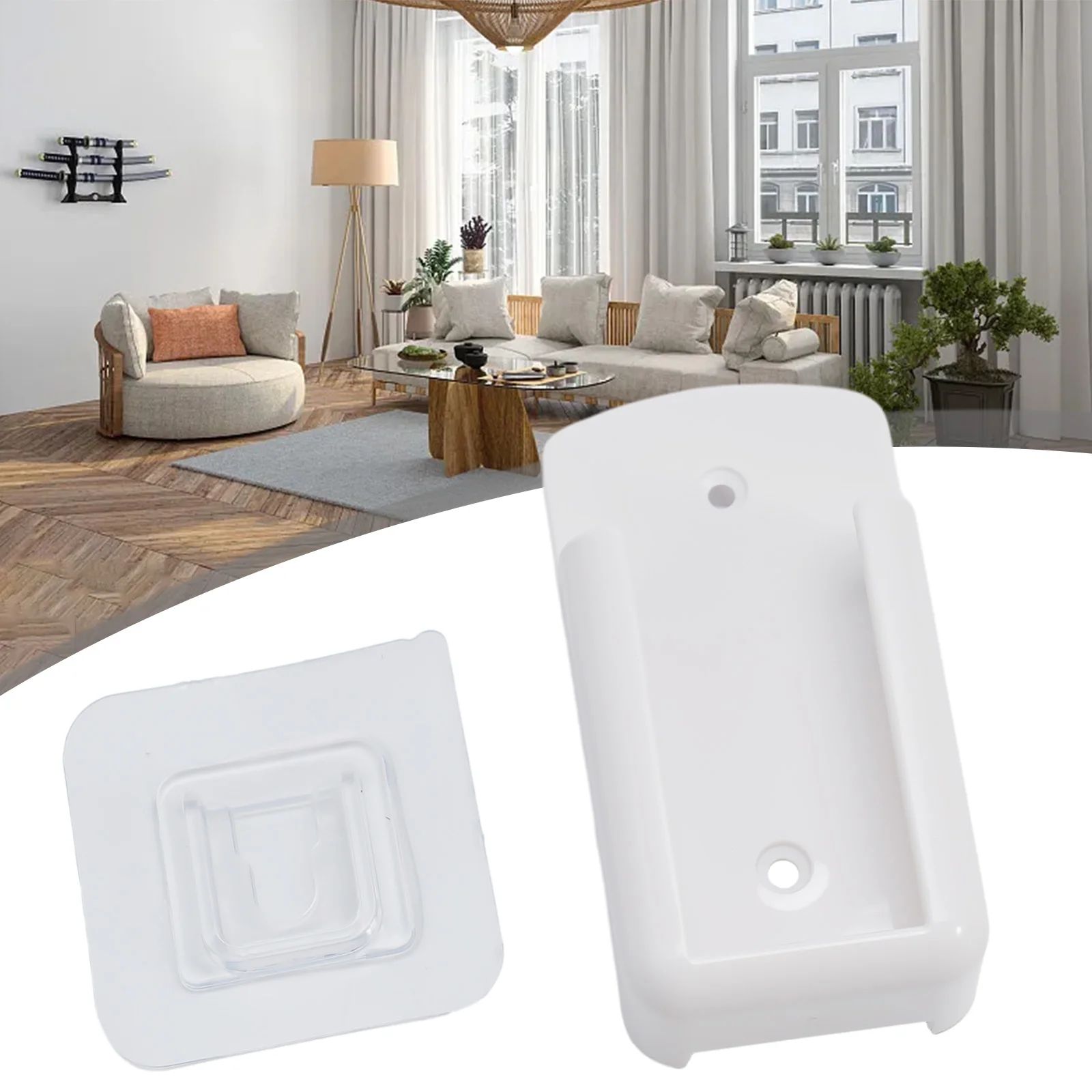 White Air Conditioner Remote Control Mobile Phone Plug Holder Wall Mounted Box Storage For Air Conditioner TV Box Storage