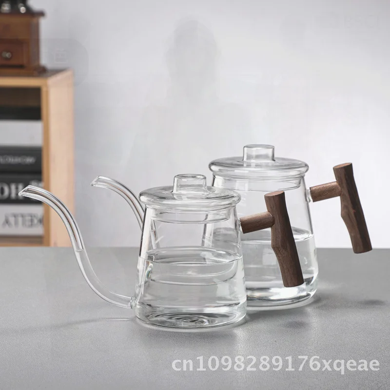 

Термостойкий стеклянный кофейник с длинным горлышком, ручной узлы, дизайн ушей, многофункциональный чайник с мелкими горлышками, премиум-качество