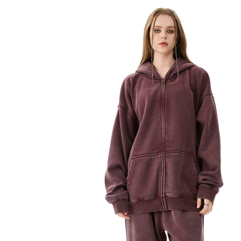 WESTSHAN EU US taille haut qualité haute rue lourd flocon de neige 460G épais polaire veste à glissière sweat-shirt pantalons de survêtement survêtement