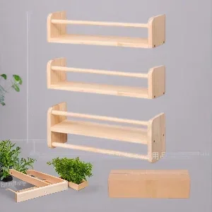 Wall Mounted Wooden Kids Bookshelf Multi Tier Floating Book Display Rack For Children Room Picture Books Storage Organizer Shelf