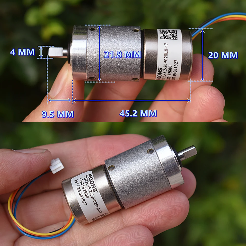 22MM Planetary Gear Motor All Metal 2 Phase 4 Wire Precision Stepper Motor 1:45.2 Reduction Ratio