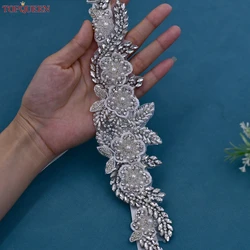 TOPQUEEN Luxury Wedding Belt Banquet Party Dress Jewelry Bohemian Bridal Belt Diamond Crystal Flower Applique S83