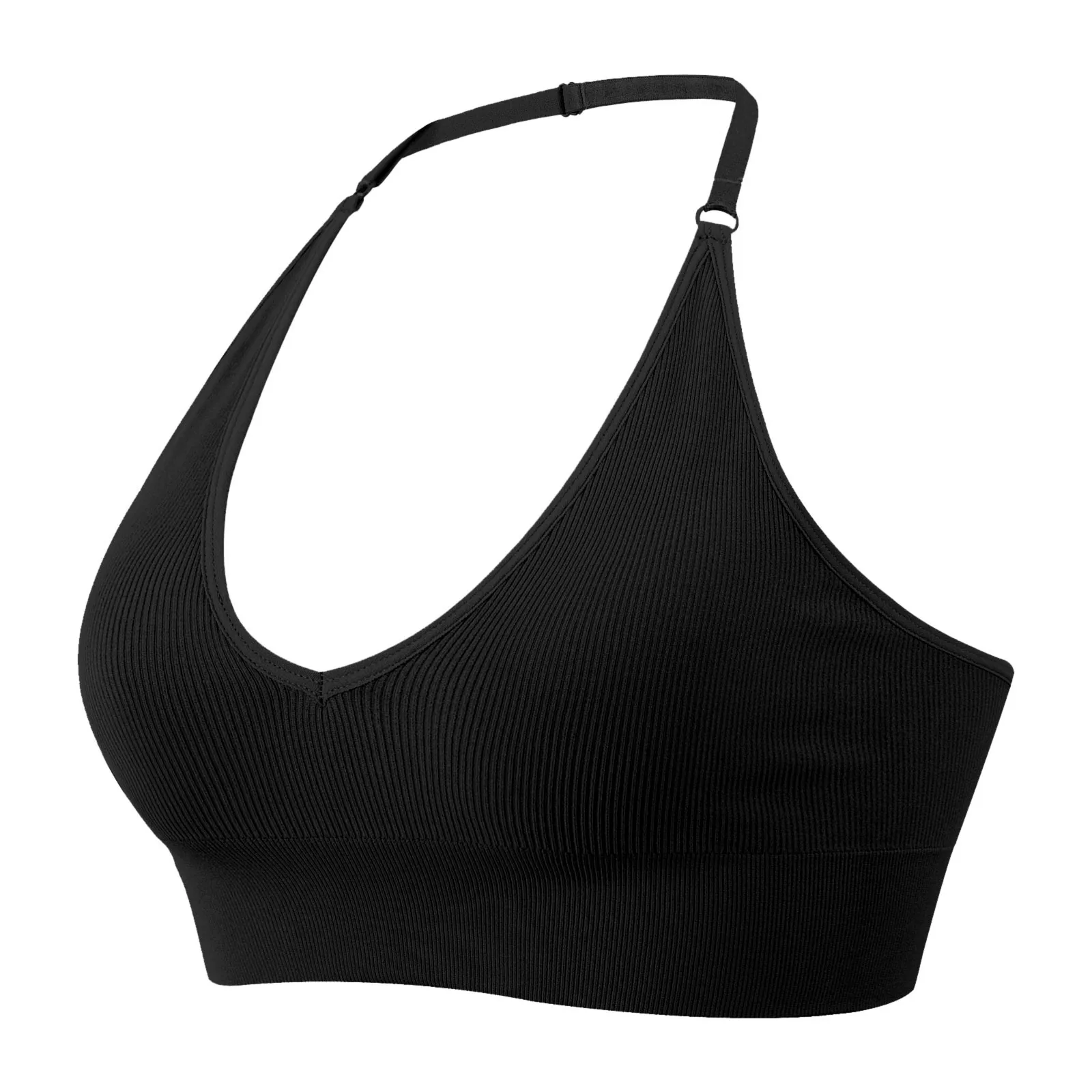 Sujetadores deportivos Halter de tres cuartos para mujer, Sujetador deportivo transpirable de Color sólido para gimnasio, belleza de Fitness, espalda con hebilla