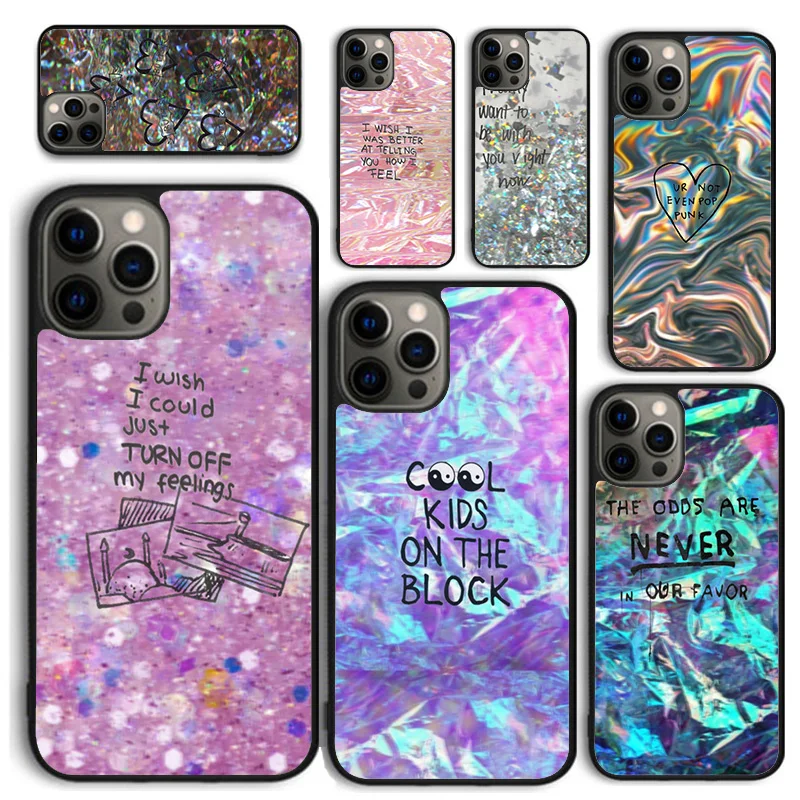 holographic hologram Phone Case for iPhone 16 15 14 12 13 mini PLUS X XS XR 11 PRO MAX Back Cover Fundas Shell