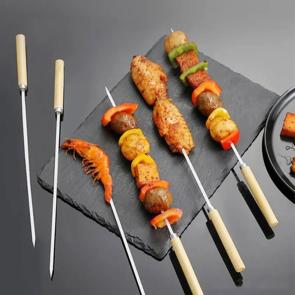 Flat Skewers Stainless Steel for Grill Bbq Accessories Barbecues Permanent Match Kamado Barbecue Outdoor Kitchen Dining Bar Home