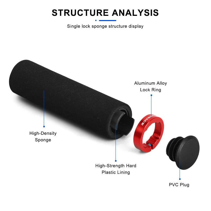 RIDERACE Bicycle Handlebar Grips Ultralight Sponge Anti-skid Shock-absorbing Soft MTB Bike Handle Bar Grip Cycling Accessories