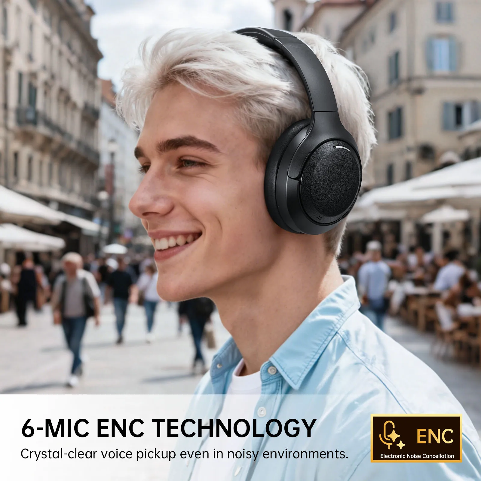 Oneodio EKSA P300 ANC Kabellose Kopfhörer Bluetooth 5.4 Aktive Geräuschunterdrückung über dem Ohr Hochauflösendes HiFi-Headset mit AI ENC-Mikrofon 100H – Detail 11