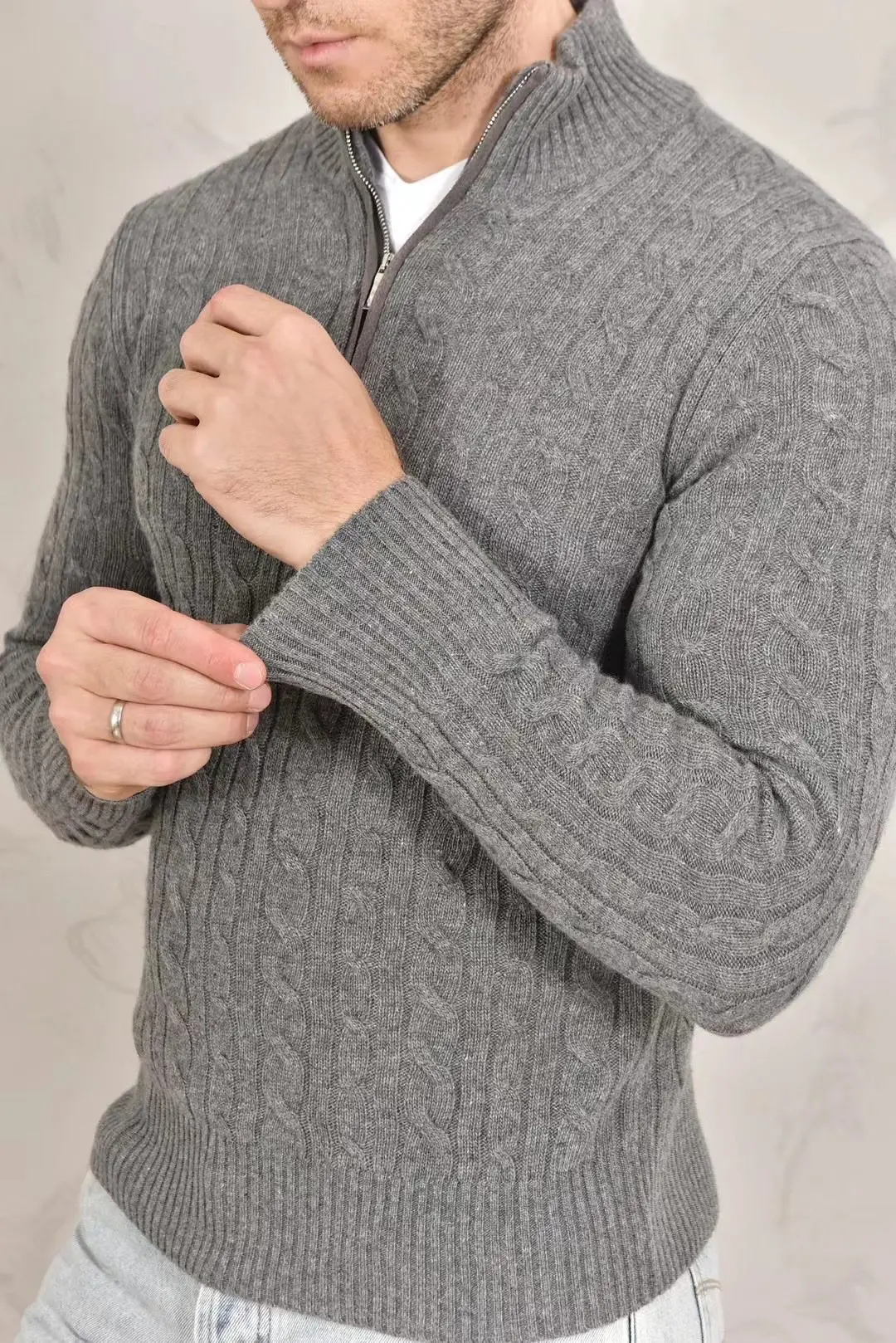 Autumn Winter L*p Men's Cashmere Half-zip Sweater Knitted Long-sleeved Top Male Fashion Pullover Sweater