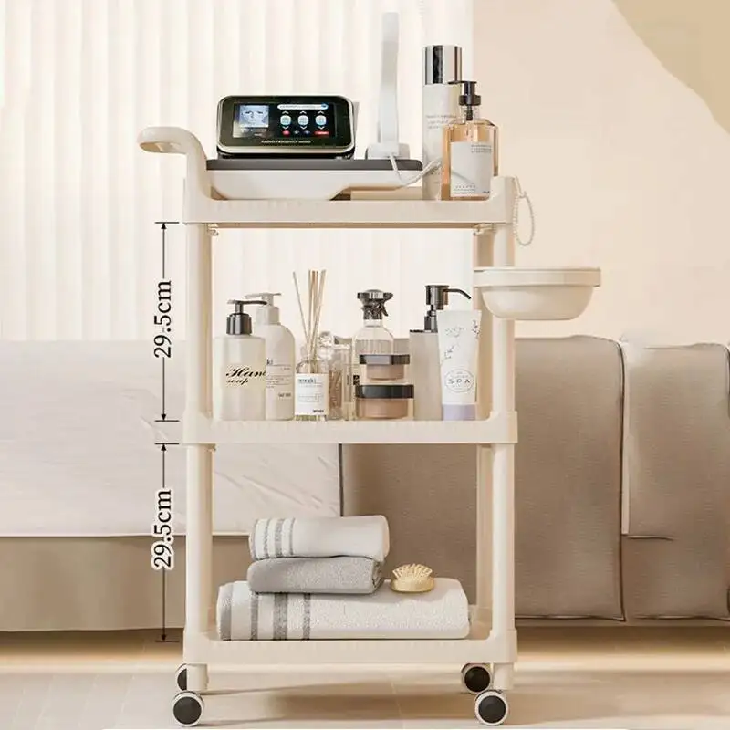 متعددة الوظائف عربة التجميل أدراج عجلات السيارة المساعدة صالون وعربة من الفولاذ المقاوم للصدأ الأسود الشعر الوردي الأثاث عربة تسوق